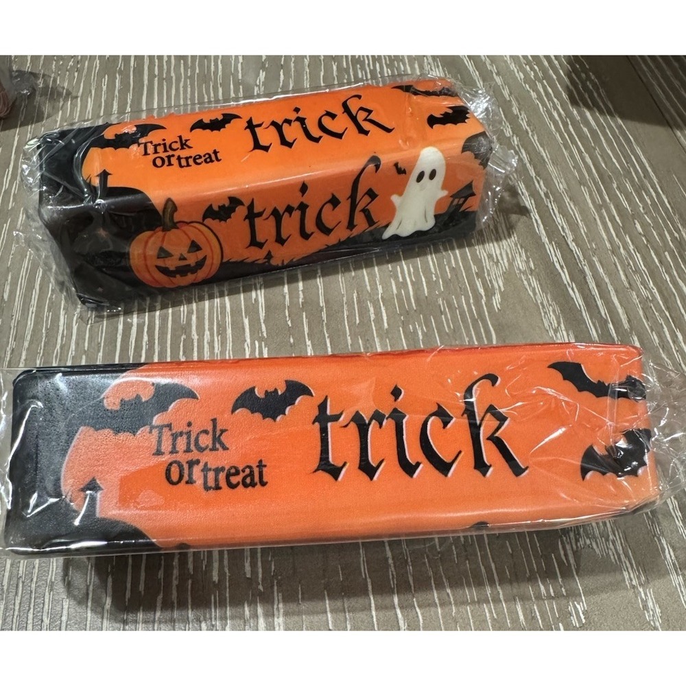 Halloween Trick or Treat Squishy Bars Lot of 2 Pumpkin Ghost Bat NEW Fidget Toys